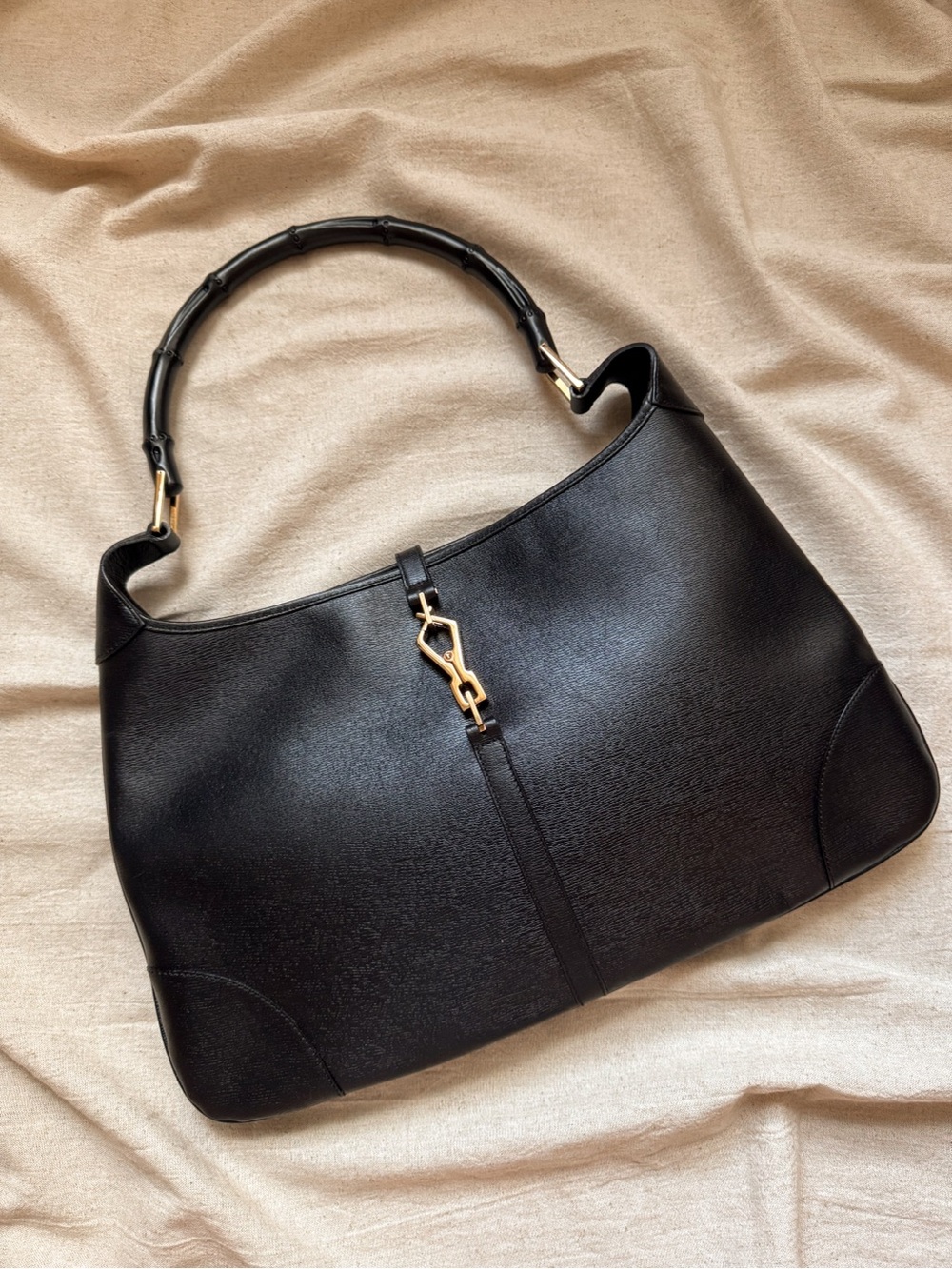 Gucci Tom Ford Era Bamboo Jackie Black Leather Shoulder Bag - Picture 2 of 14